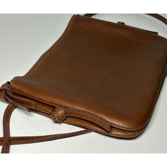 Madewell The Knotted Brown Leather Crossbody Purse Pockets Slim Classic Bag Zip - Picture 9 of 12